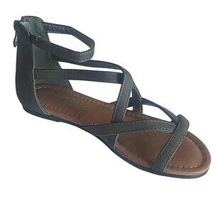 Women's Crisscross Strappy Open Toe Flat Sole Sandals Back Zipper Closure